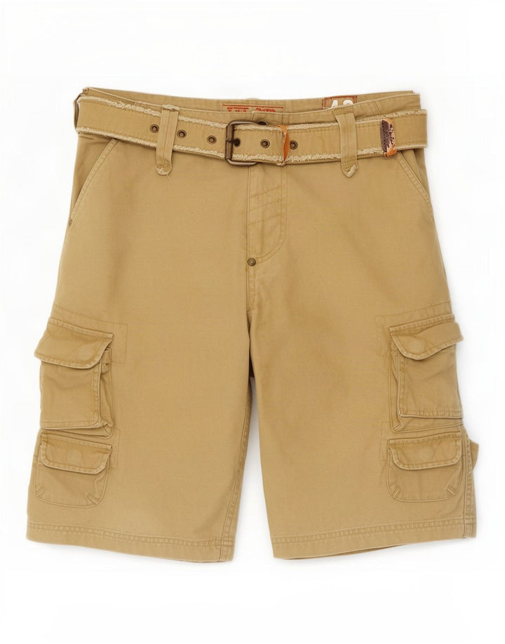 Vintage hombres pantalones cortos cargo IT 48 Medio W32 Algodón caqui