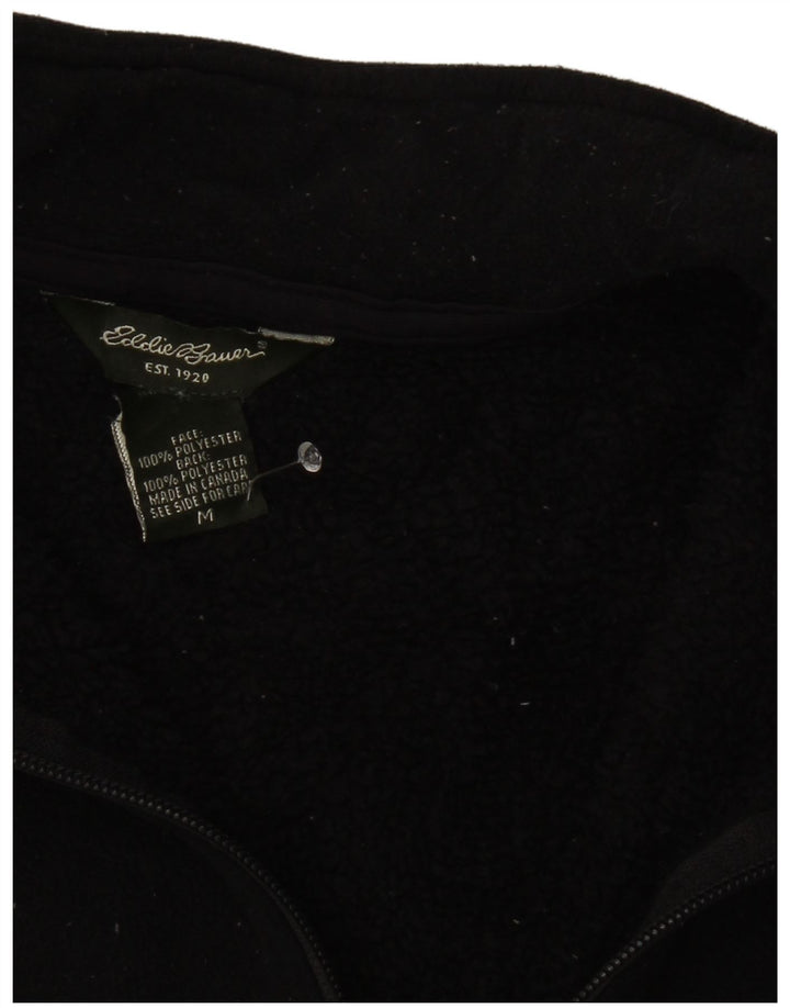 Eddie Bauer Jersey de forro polar con cuello y cremallera para mujer UK 12 Mediano Negro Poliéster