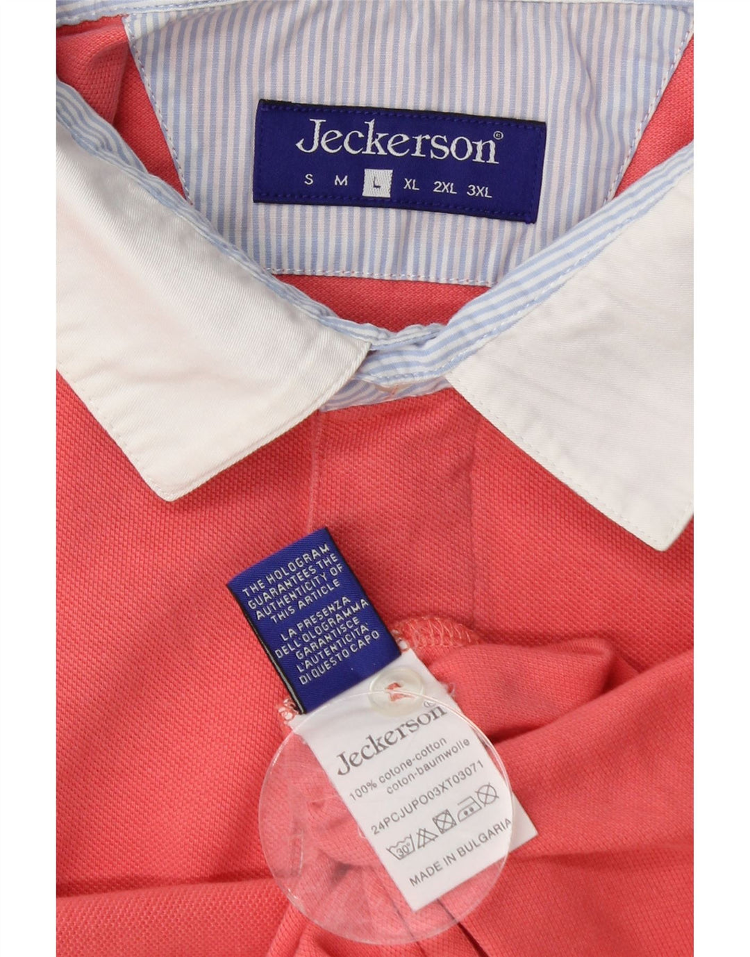 JECKERSON Polo gráfico para hombre de algodón rosa grande