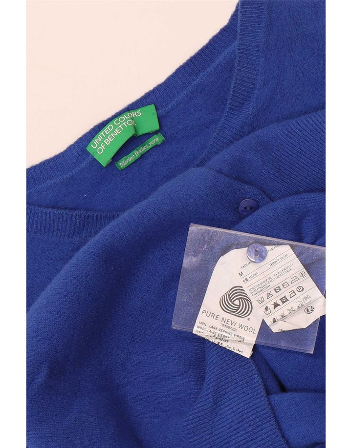 Benetton Cárdigan Corto Mujer UK 42 Lana Nueva Azul Medio