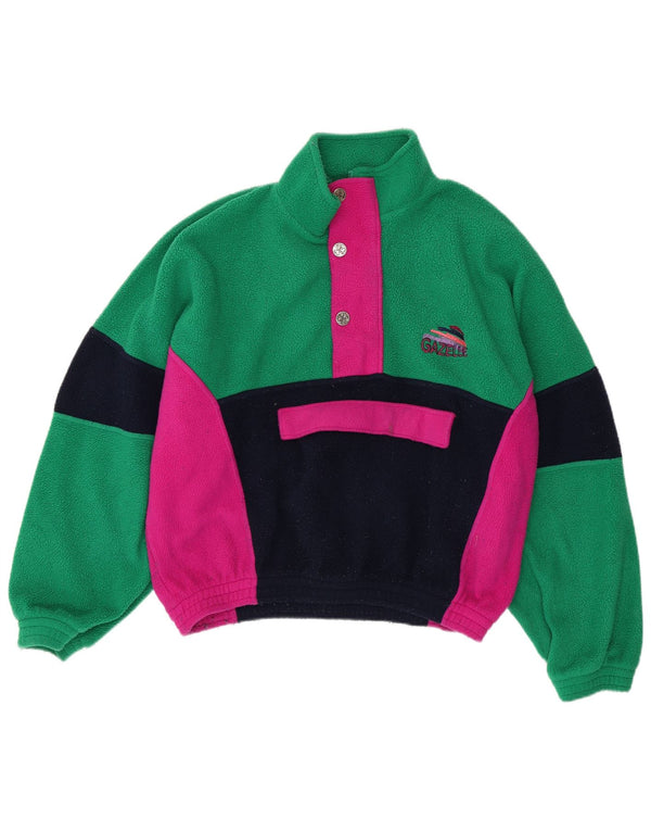Gazelle - Jersey de forro polar con cuello y botones para mujer, talla 48, 2XL, color verde