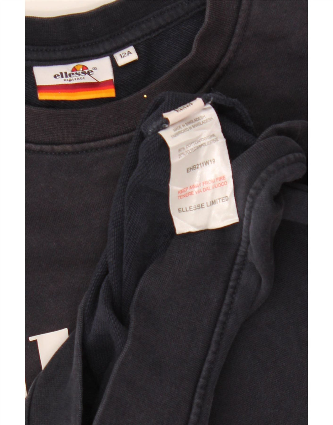 Ellesse Boys Graphic Sudadera Jumper 11-12 Años Azul Marino Algodón