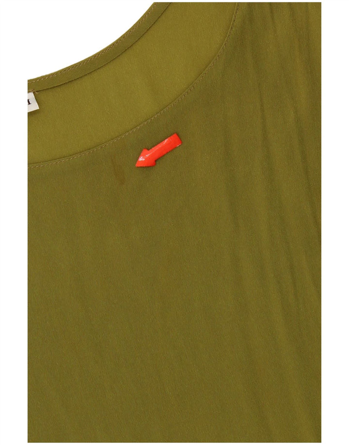 Vintage mujer chaleco top Reino Unido 14 acetato verde medio