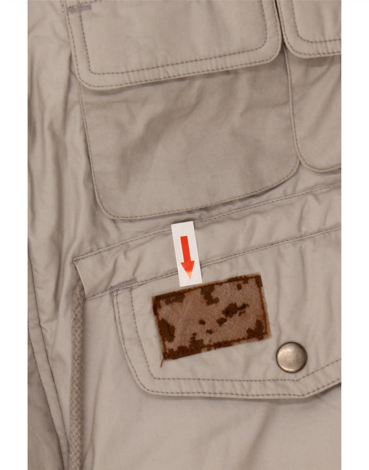 Vintage hombres con capucha reversible chaqueta acolchada Reino Unido 38 algodón gris medio