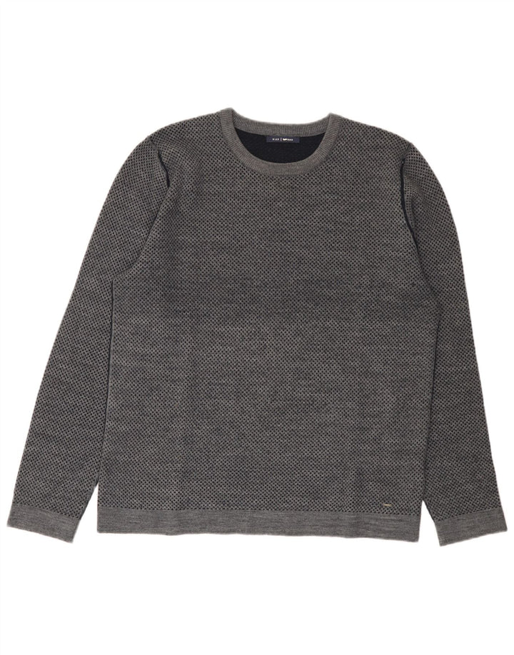 Jersey de cuello redondo para hombre Gas XL Lana moteada gris
