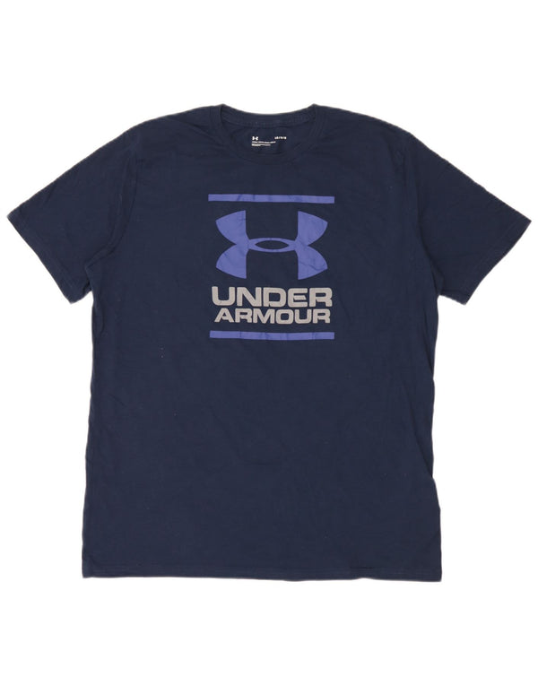 Under Armour Camiseta gráfica para hombre Top grande de algodón azul marino