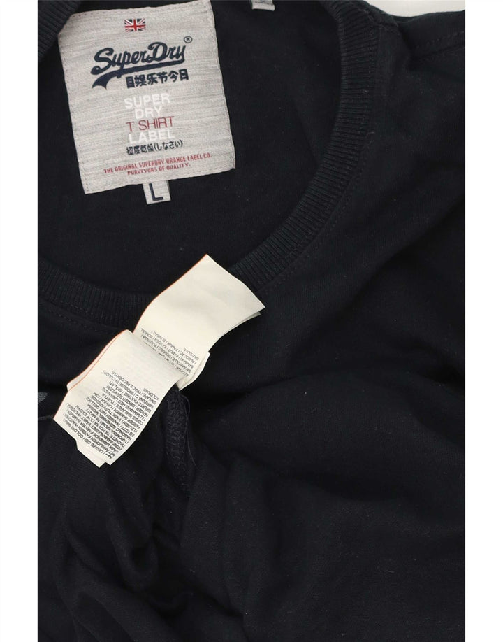 Superdry Top gráfico de manga larga de algodón azul marino grande para hombre