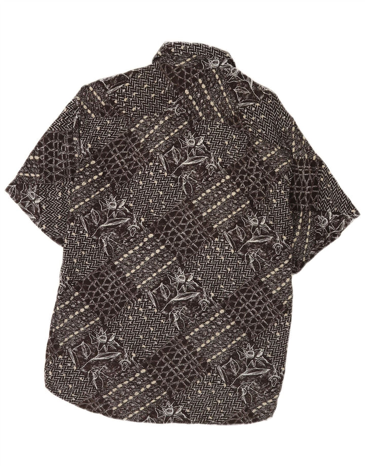 Camisa vintage de manga corta para hombre Patchwork negro medio