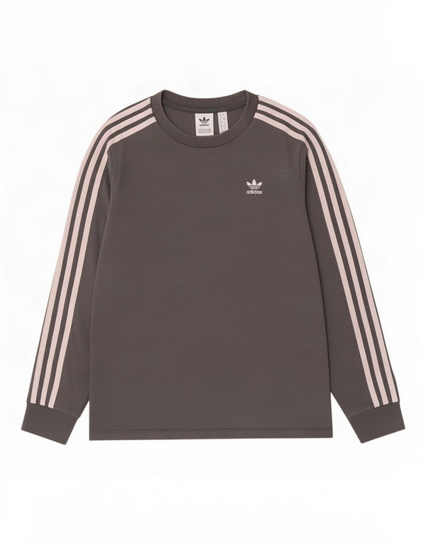 Adidas Mujer Top Manga Larga UK 8 Pequeño Algodón Gris