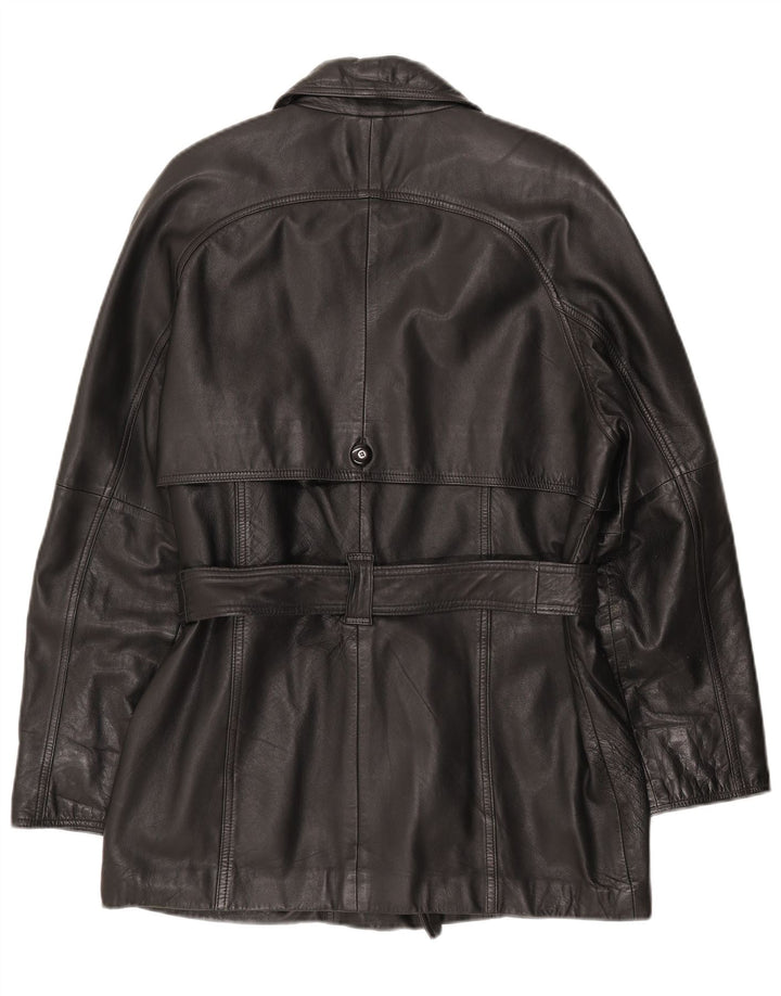 ETAM Chaqueta de cuero de doble botonadura para mujer US 12 grande de cuero negro