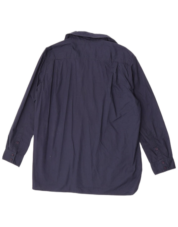French Connection Womens Pullover Shirt UK 14 Large Navy Blue Cotton