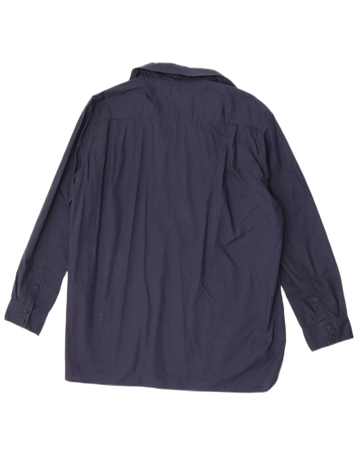 French Connection Womens Pullover Shirt UK 14 Large Navy Blue Cotton