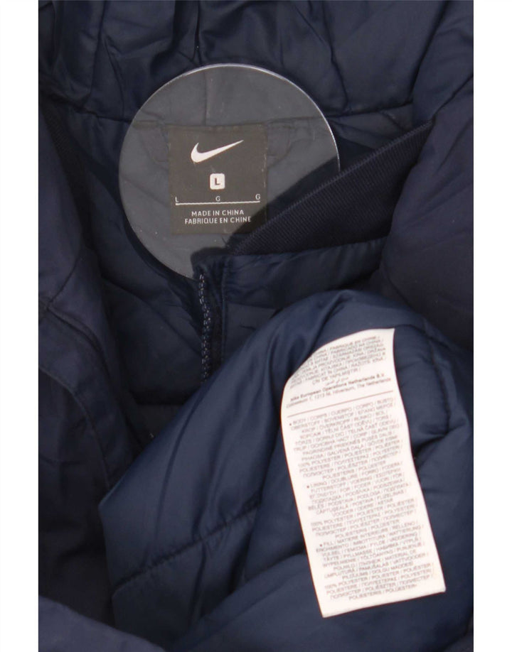 Nike Abrigo acolchado con capucha para hombre UK 40 Large Poliéster azul marino