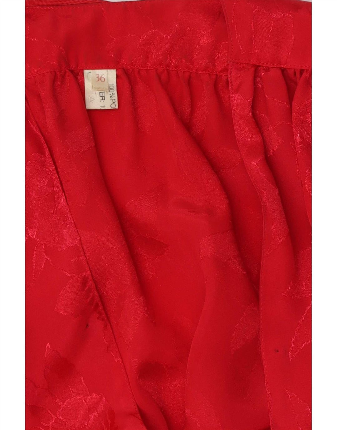 Vintage mujer 3/4 manga blusa Top EU 36 Pequeño poliéster floral rojo