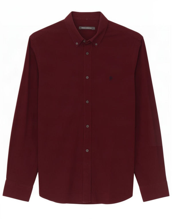 Camisa para hombre French Connection Grande de algodón burdeos