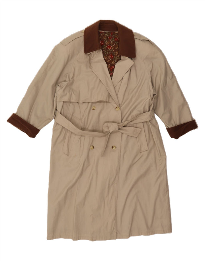 ST MICHAEL Womens Trench Coat UK 16 Large Beige Colourblock Cotton Vintage St Michael and Second-Hand St Michael from Messina Hembry 