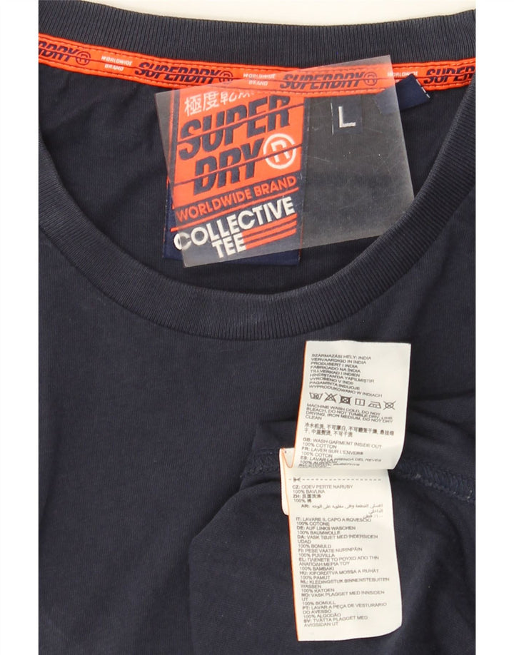 Superdry Camiseta para hombre Top Large Azul Marino Algodón