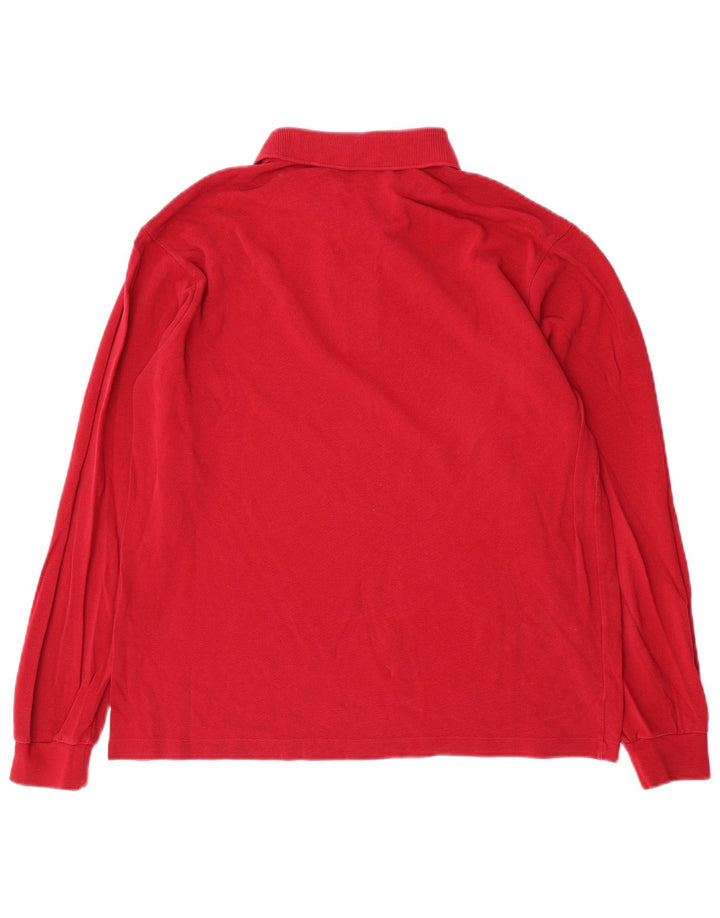 Lacoste Polo de manga larga para hombre talla 4 mediano algodón rojo