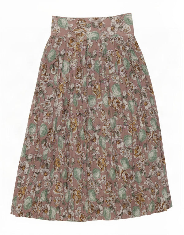 Vintage mujer cintura alta falda plisada pequeña W26 multicolor floral