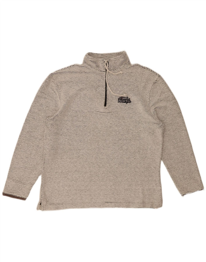WEIRD FISH Sudadera con cuello y cremallera para hombre, jersey grande de algodón gris