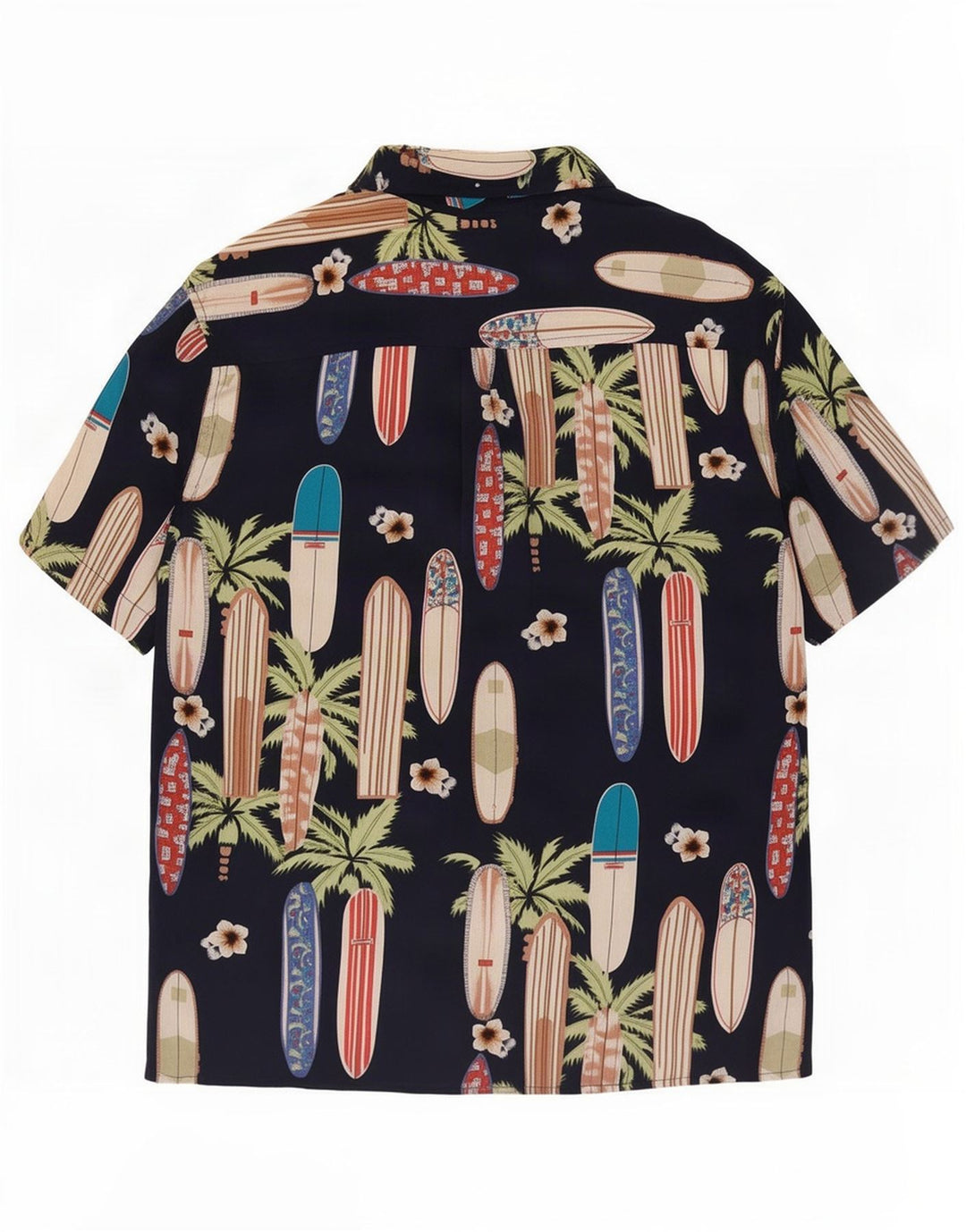 Vintage hombres patrón abstracto camisa de manga corta grande azul marino rayón