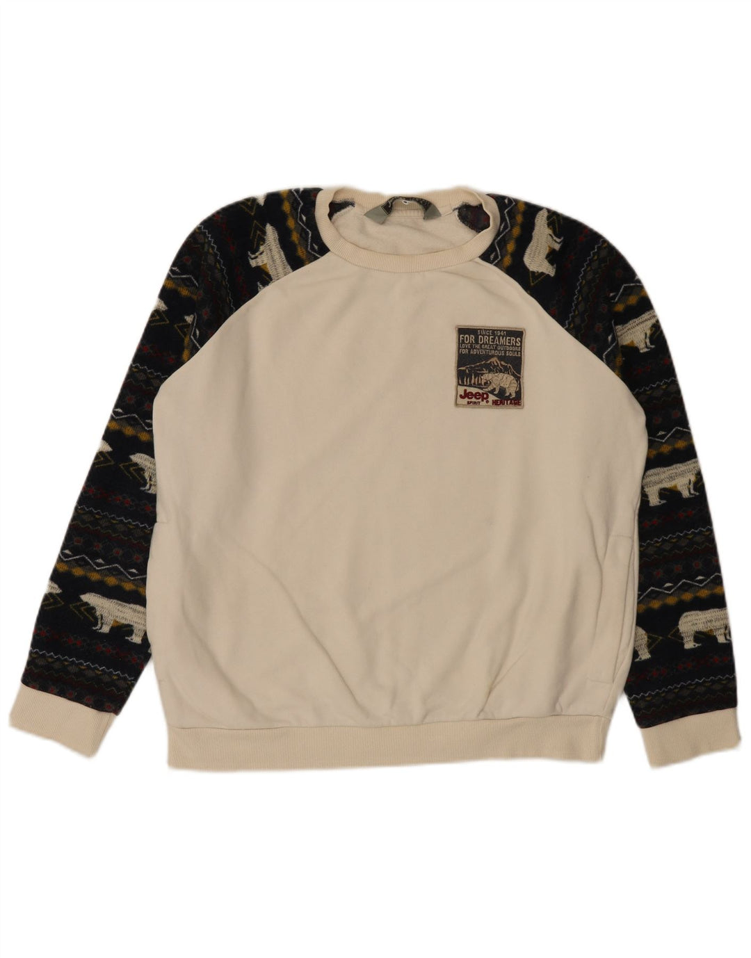 Jeep Sudadera para hombre Jumper Large White Fair Isle
