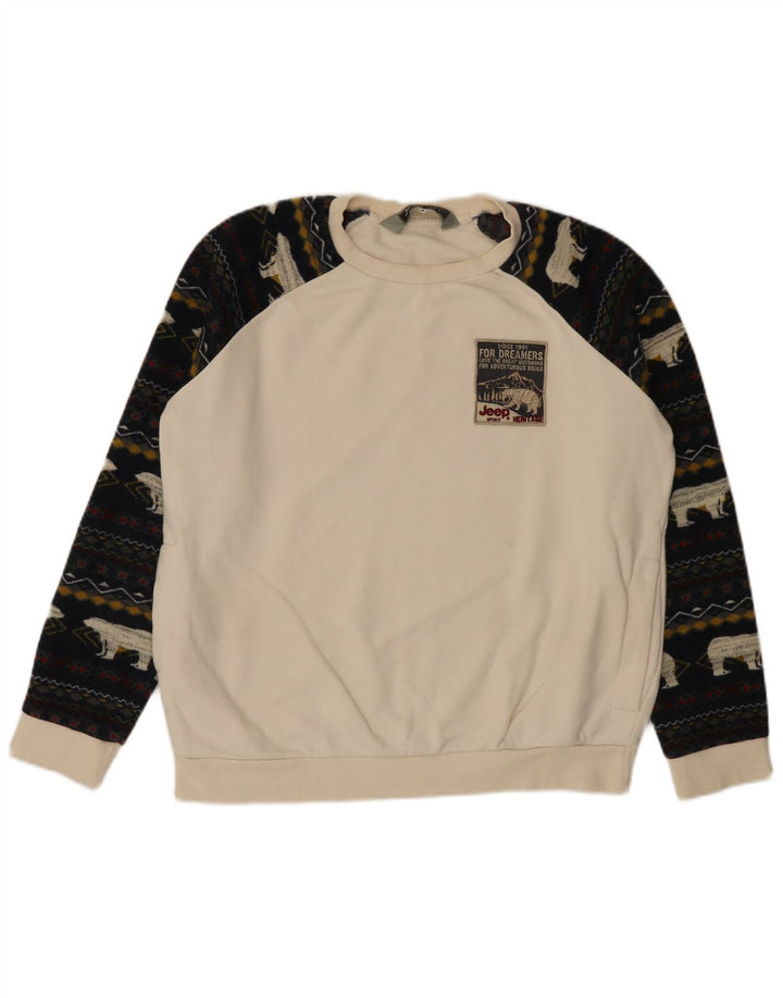 Jeep Sudadera para hombre Jumper Large White Fair Isle