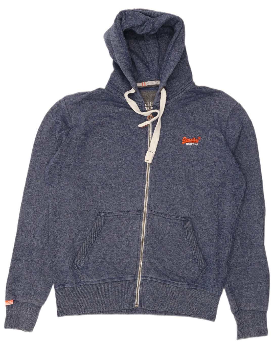 SUPERDRY Suéter con capucha y cremallera para hombre XL Algodón moteado azul marino