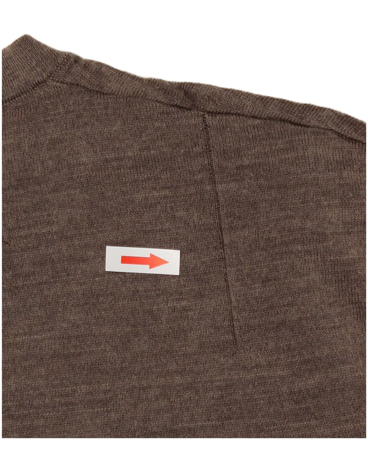 All Saints Jersey de cuello redondo para hombre de lana merino marrón medio
