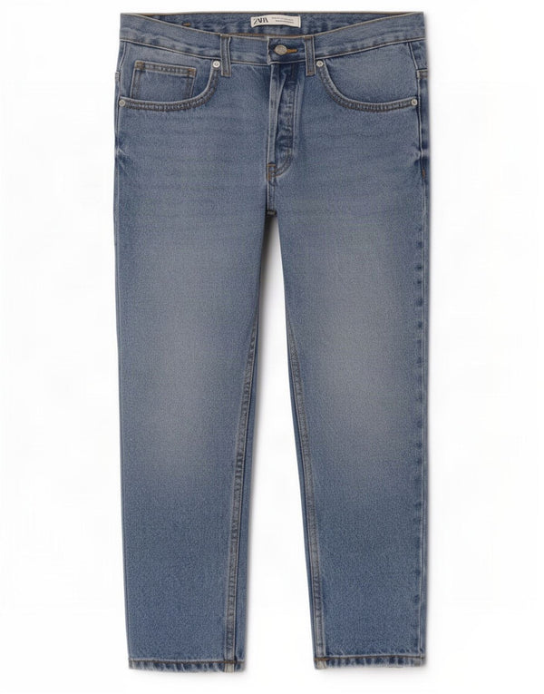 Zara Jeans recortados para hombre EU 42 Large W32 L25 Algodón azul