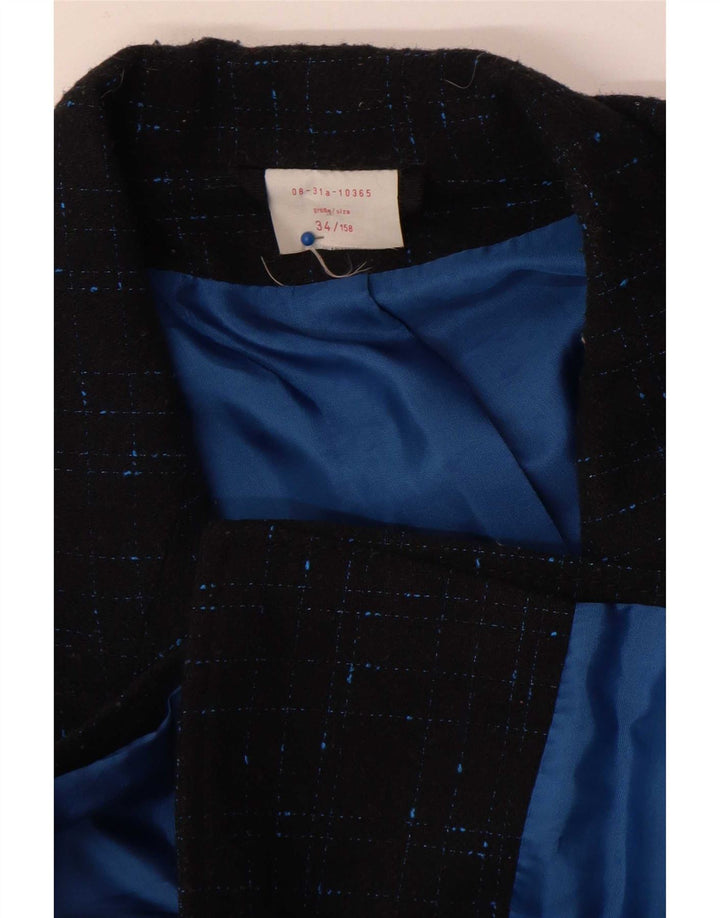 Vintage mujer chaqueta blazer de gran tamaño EU 34 XS azul marino comprobar