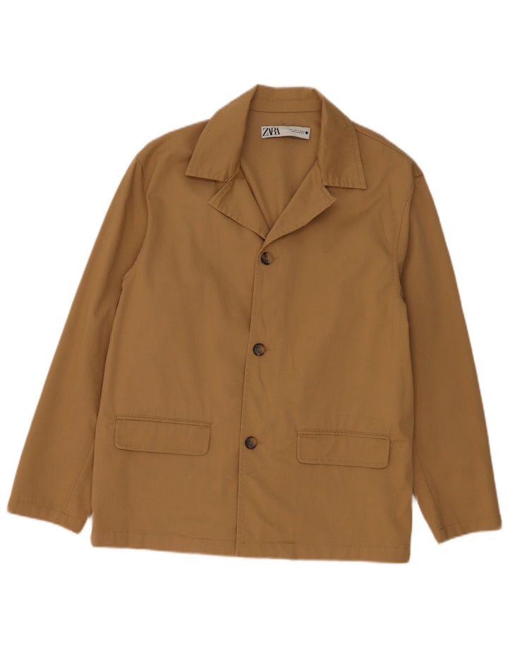Zara Mujer Chaqueta Blazer Extragrande De 3 Botones Reino Unido 10 Small Algodón Beige