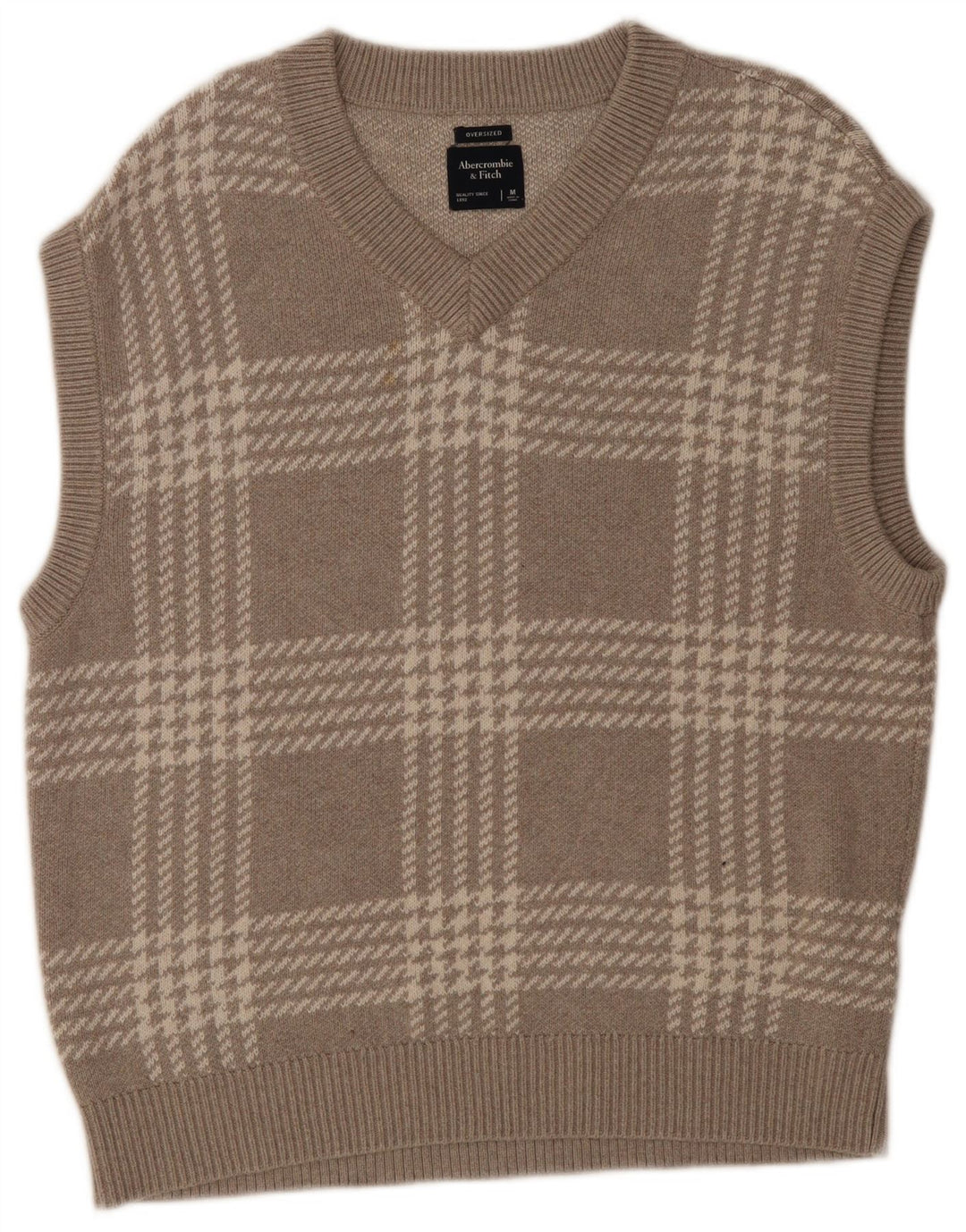 Abercrombie & Fitch Camiseta sin mangas tipo chaleco extragrande con pata de gallo gris medio para hombre