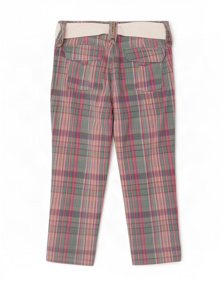 Think Pink Pantalones capri para mujer IT 44 Medium W28 L21 Cuadros multicolores