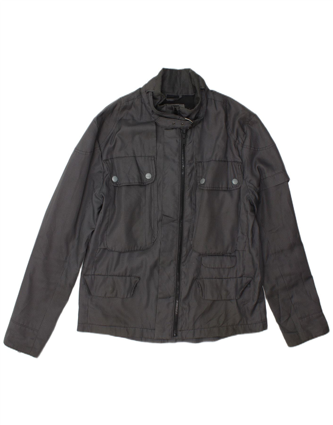 Dkny Chaqueta utilitaria para hombre Reino Unido 40 Poliéster de pata de gallo gris grande