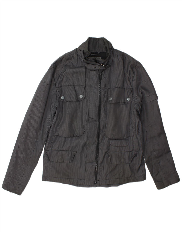Dkny Chaqueta utilitaria para hombre Reino Unido 40 Poliéster de pata de gallo gris grande
