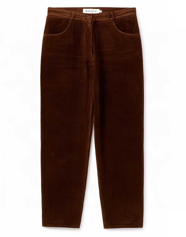 Max & Co. Pantalones de pana cónicos para mujer IT 46 Large W32 L28 Caqui