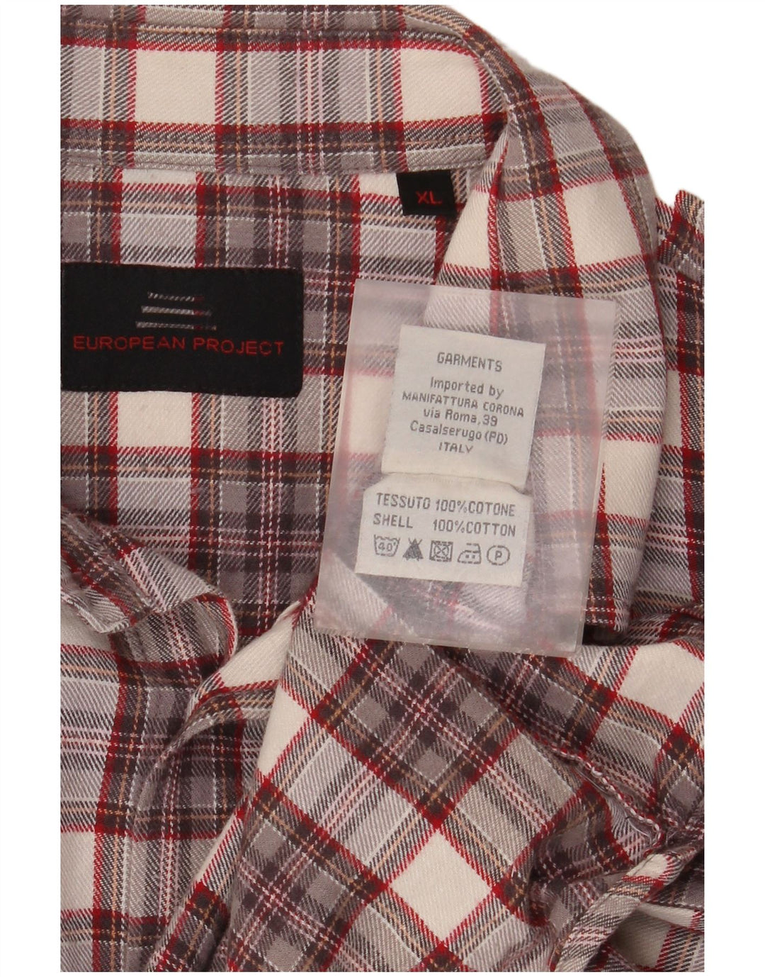 European Project Camisa de franela para hombre XL Algodón a cuadros gris