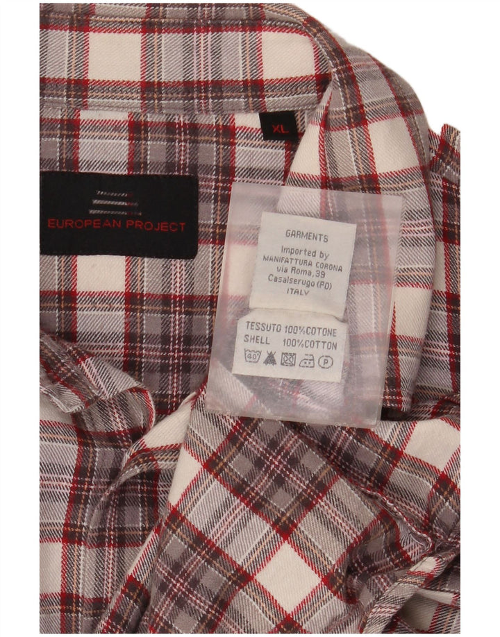 European Project Camisa de franela para hombre XL Algodón a cuadros gris