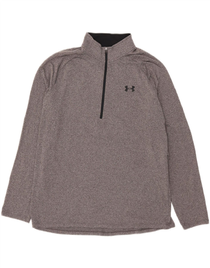 Under Armour Hombre Heat Gear Zip Neck Jersey Chándal Top XL Gris
