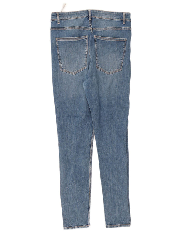 Zara Vaqueros pitillo de cintura alta para mujer EU 42 Large W32 L28 Azul