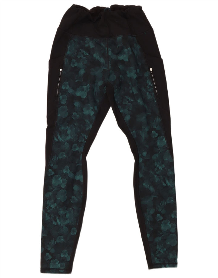 ATHLETA Leggings para mujer UK 40 Mediano Negro Floral Poliéster