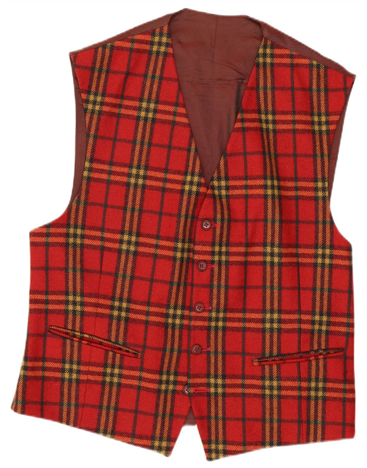 Via Ardigo Chaleco para hombre pequeño a cuadros rojos