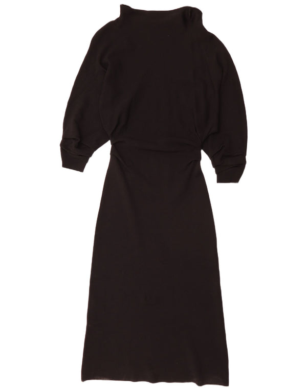 Zara Vestido largo de manga larga para mujer UK 8 Small Viscosa negra
