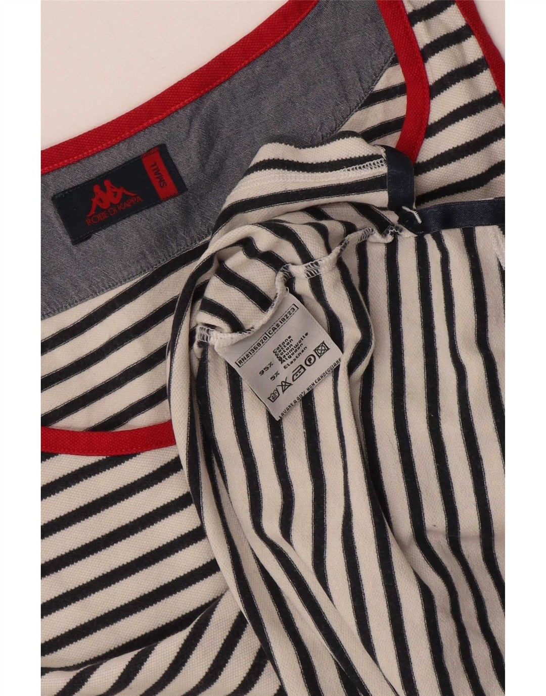 Kappa Camiseta sin mangas para mujer UK 10 Small White Stripe Cotton