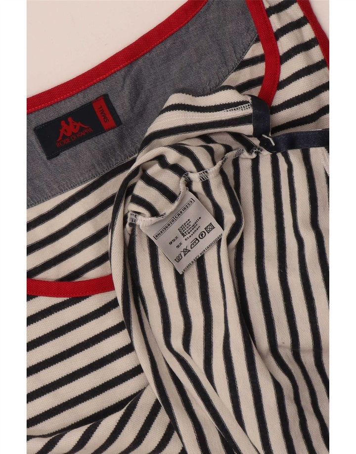 Kappa Camiseta sin mangas para mujer UK 10 Small White Stripe Cotton