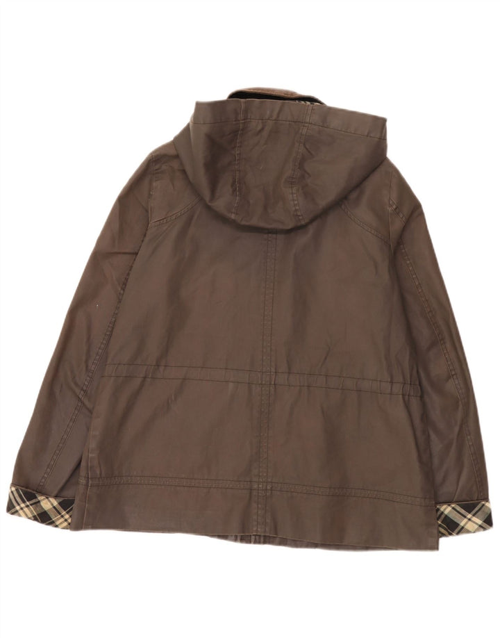 Miss Selfridge Chaqueta encerada extragrande con capucha para mujer UK 10 Small Brown Check