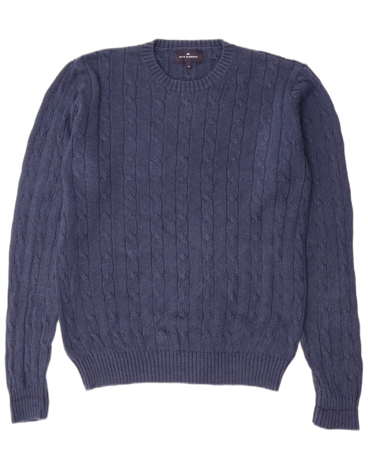 Marks & Spencer Jersey de cuello redondo azul Harbor para hombre Azul marino mediano