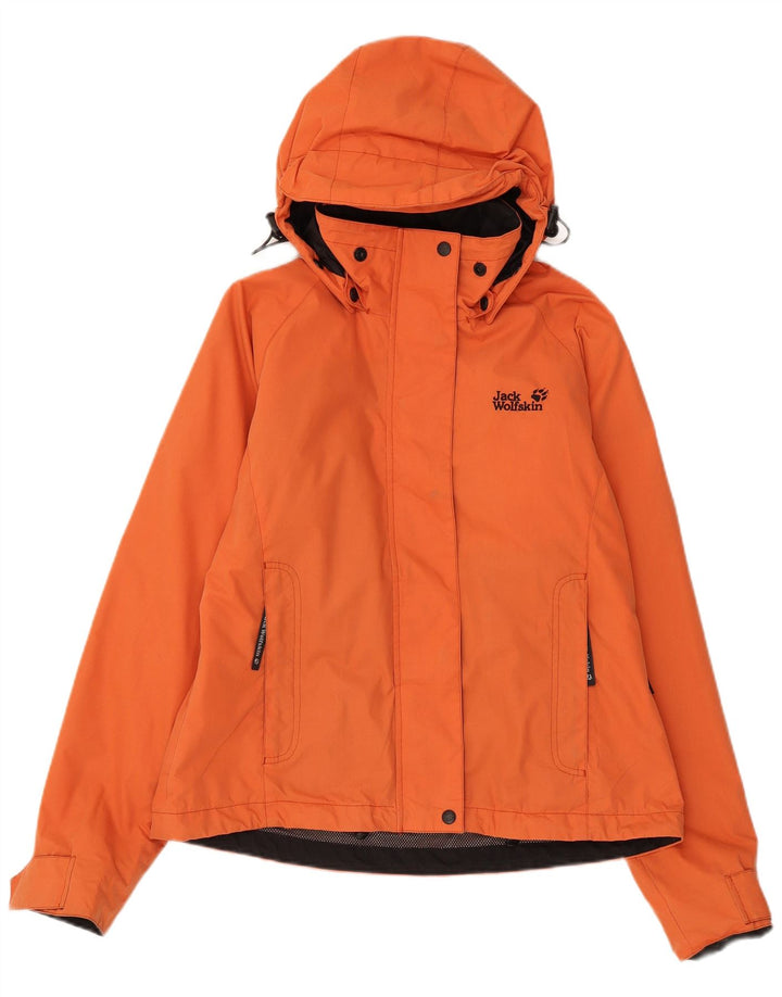 Jack Wolfskin Chaqueta cortavientos con capucha para mujer UK 10 Small Naranja Poliéster