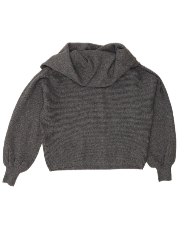 Zara Mujer Crop Roll Neck Jumper Sweater UK 10 Small Gris Viscosa